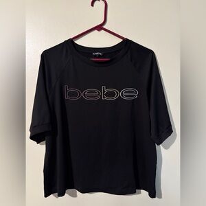 bebe Sport Women's Interlocking Logo Short Sleeve T-Shirt Black Size L